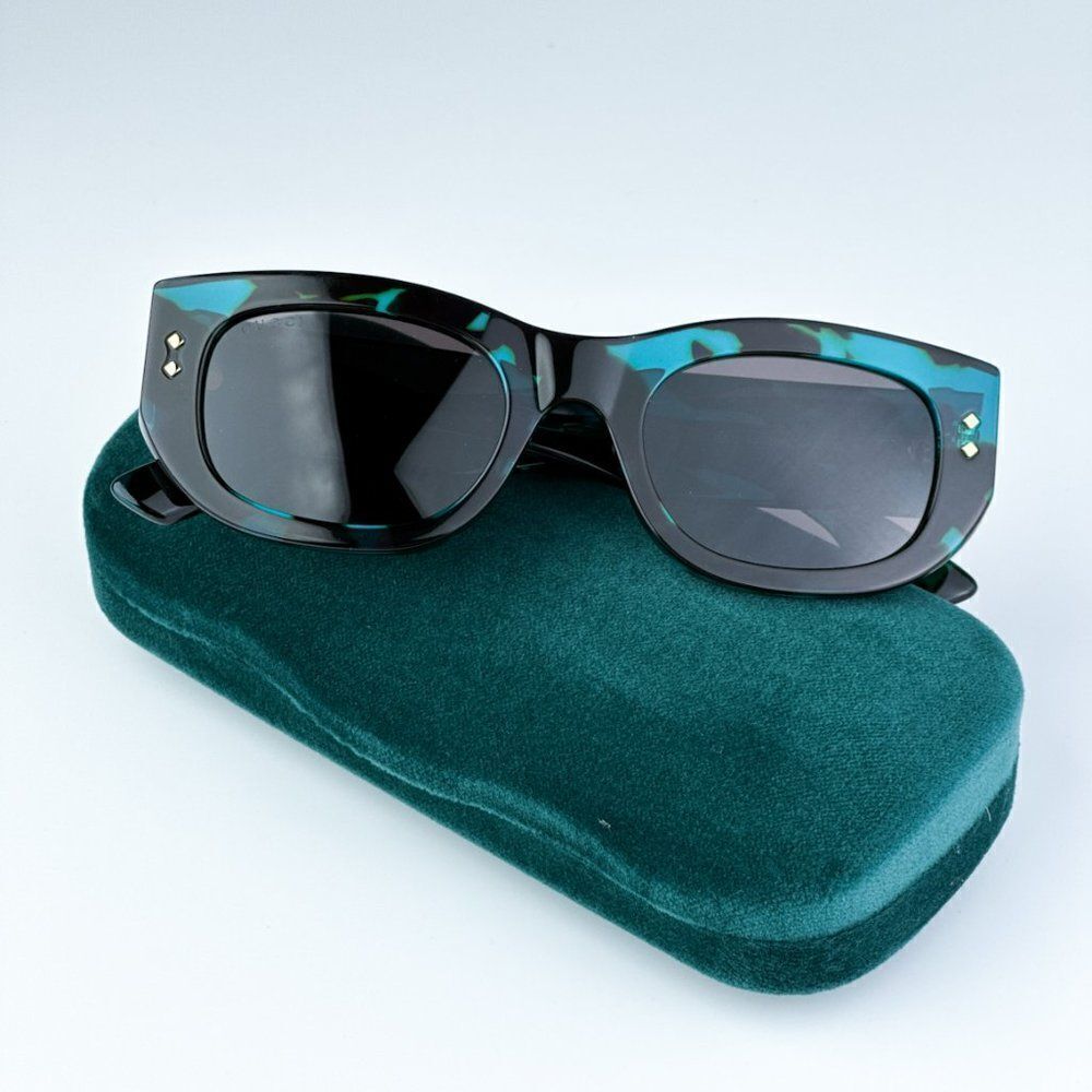 NEW Gucci GG1215S 001 Havana Grey Rectangle Unisex Sunglasses GG 1215S